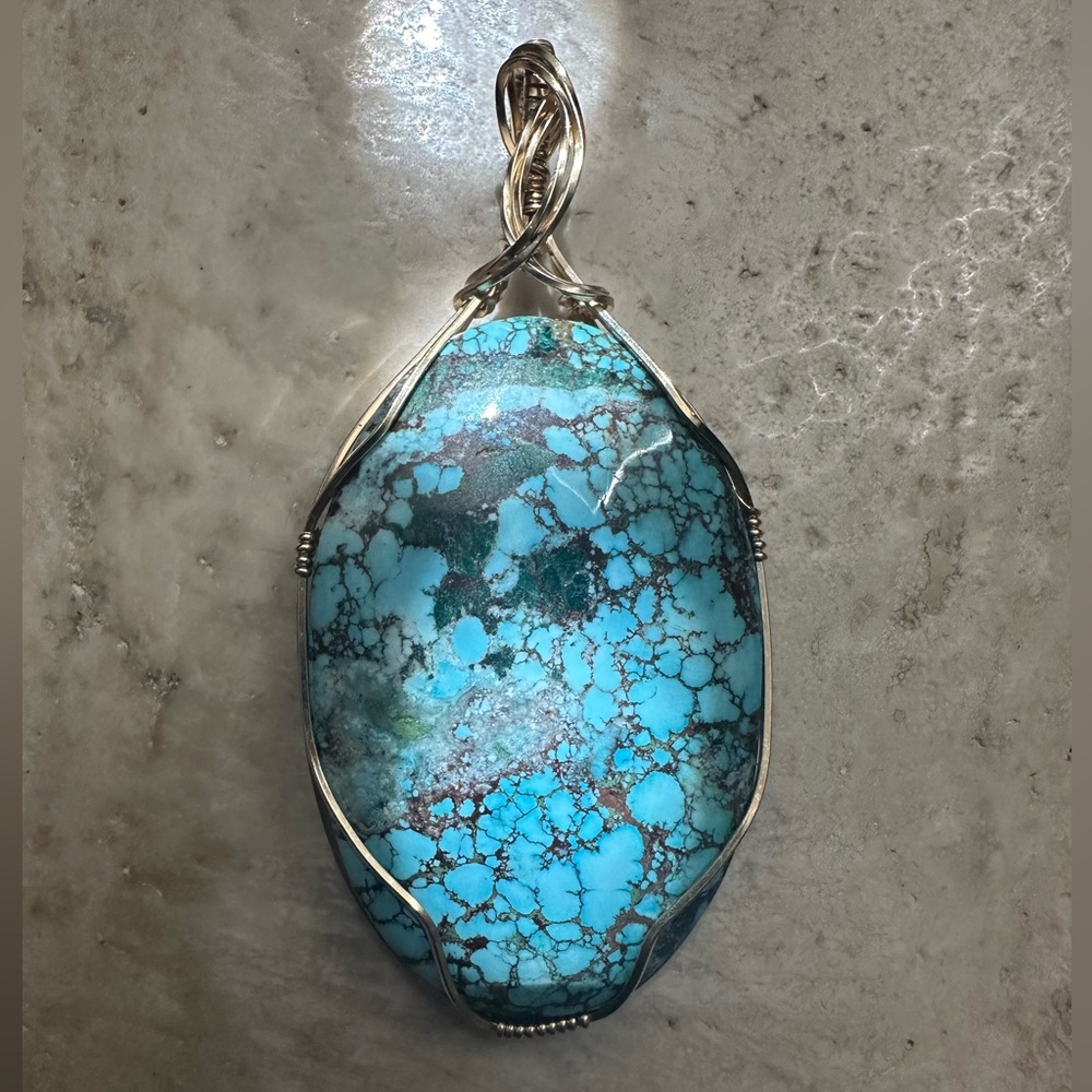 14k Gold Filled Magnesite Turquoise Statement Pendant